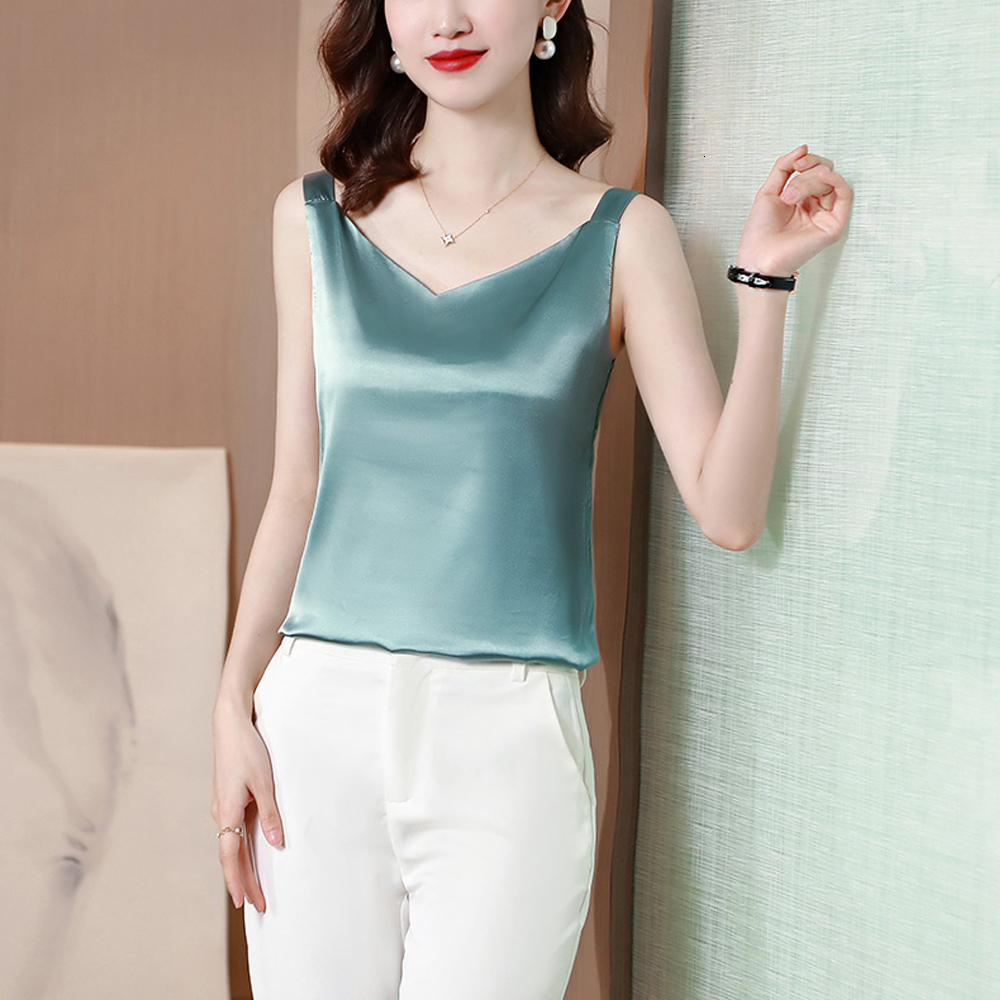 Camisoles Tanks Summer Women Silk Satin Tops Candy Color Camisole Sexy Halter Shirts Tank Tops Ladies Basic Vest Vintage Female Clothes 230426