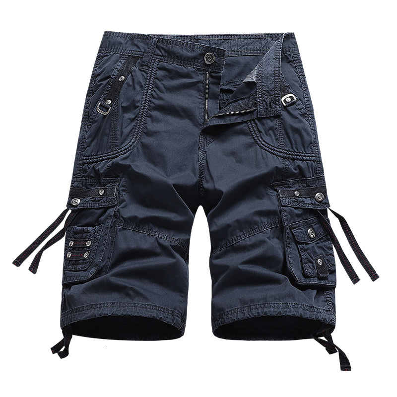 Men's Shorts Summer Cotton Men Short Pants Loose Absorb Sweat Cargo Shorts Men Fashion Overall Short Trousers Mens Casual Work Short 230426