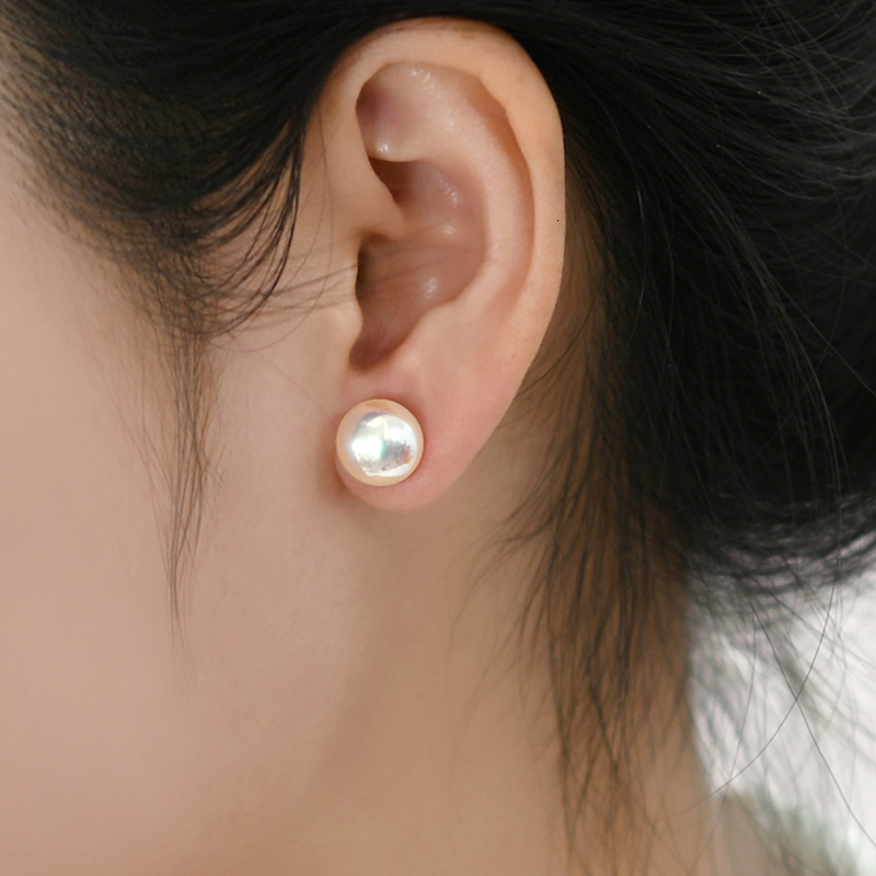 Stud ASHIQI Real 925 Sterling Silver Natural Freshwater Pearl Stud Earrings Fashion Jewelry for Women Gift 230425