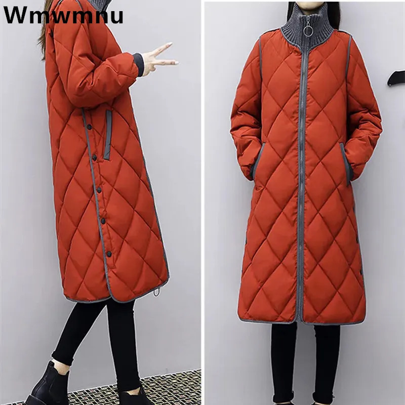 Women's Down Parkas Winter Thicken Turtleneck Coat Casual Snow Wear Warm Long Cotton Jackets Loose Big Size 4xl Overcoats 231124