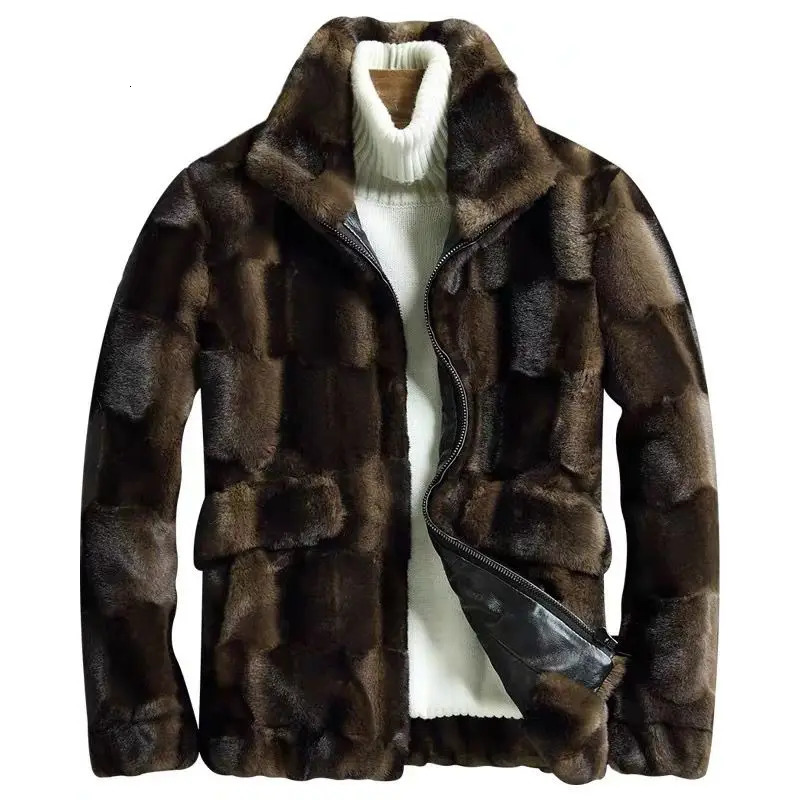 Men's Fur Faux Winter mink fur coat men's lapel trend warm allinone jacket 231124