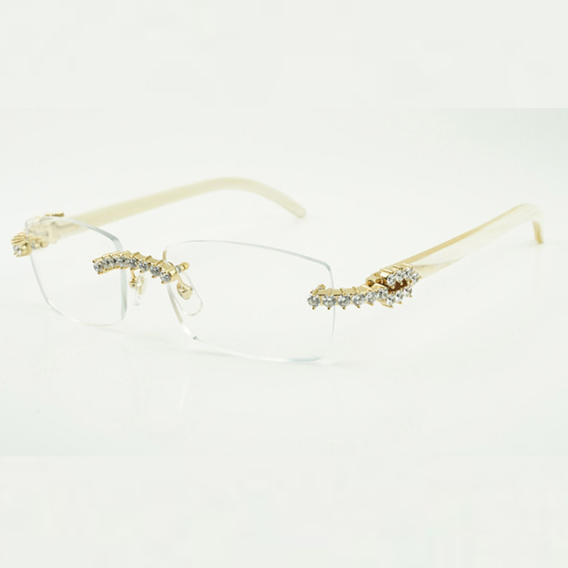 Factory direct sales of new 5.0 mm endless diamond glasses 3524012 with natural white buffalo legs and 56 mm clear lenses