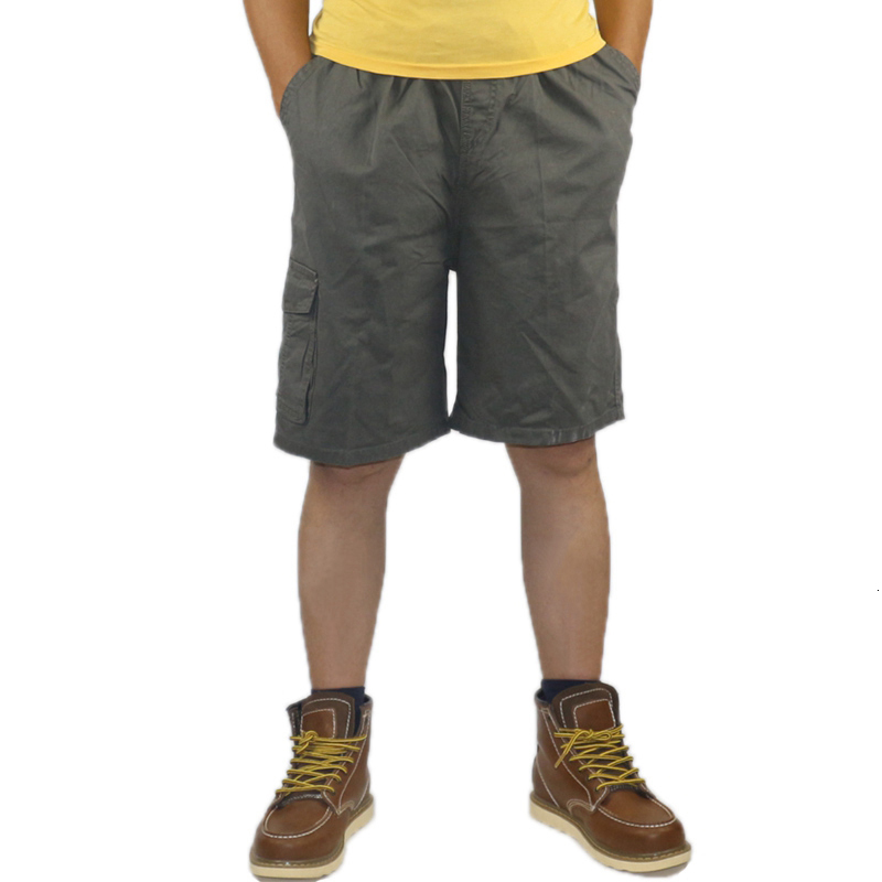 Men's Shorts Summer 100% Cotton Men's Short Pants Casual Cargo Shorts Men Camouflage Baggy Elastic Waist Plaid Plus Size Male Short Big Size