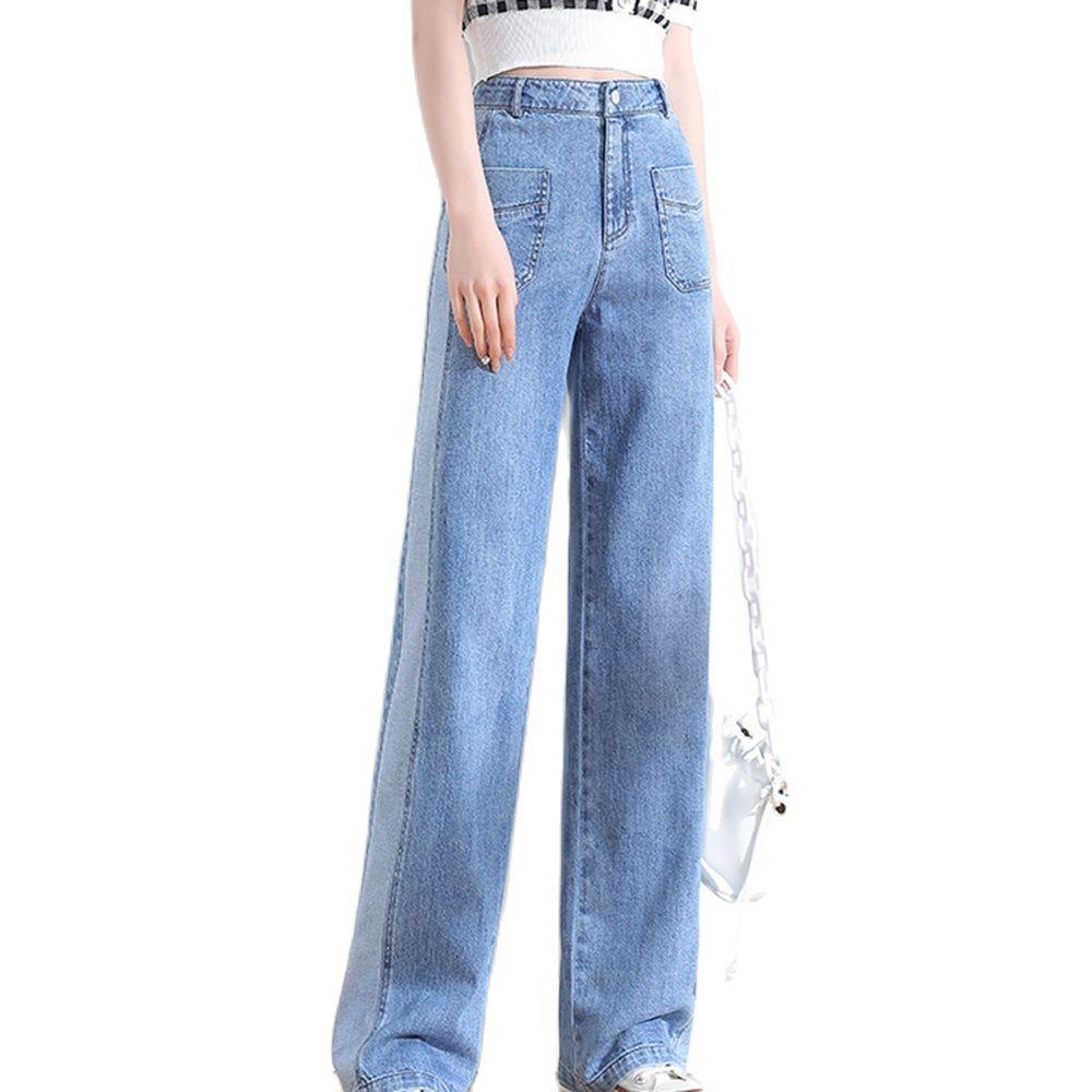 Jeans 2022 New High Waist Washed Full Length Long Denim Jeans Leisure Fashion Loose Soft Wide Leg Pockets Striped Light Blue
Jeans 2022 New High Waist Washed Full Length Long Denim Jeans Leisure Fashion Loose Soft Wide Leg Pockets Striped Light Blue