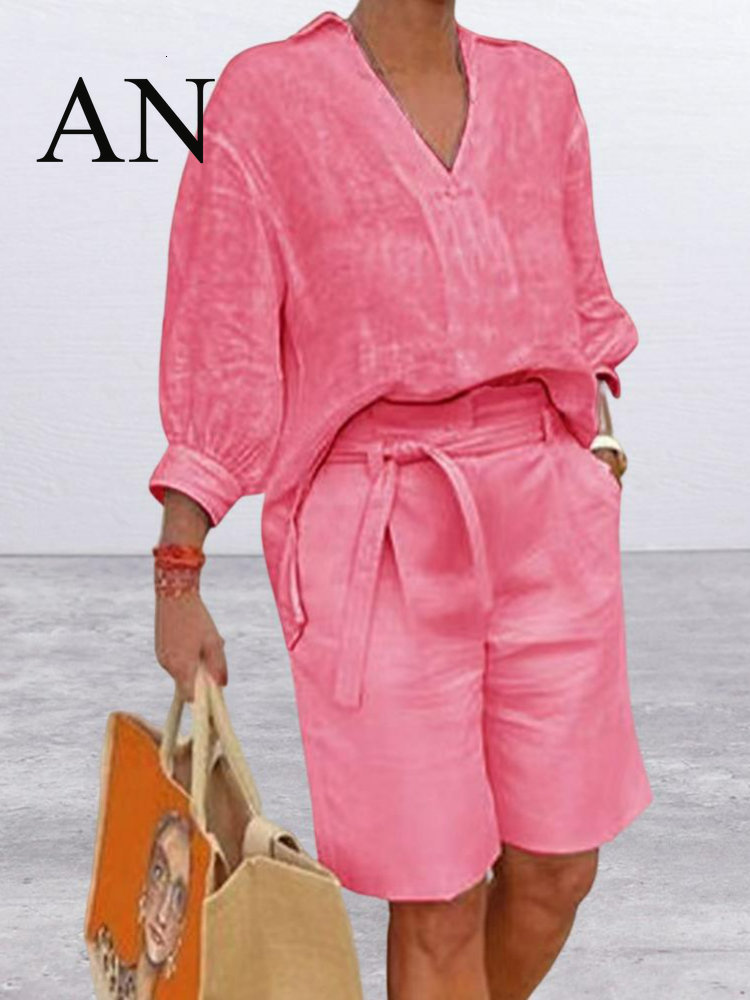 Women's Tracksuits Summer 2023 Cotton and Linen Fashion Casual Suit Loose Twopiece Set Women 2 Piece Pant s 230425