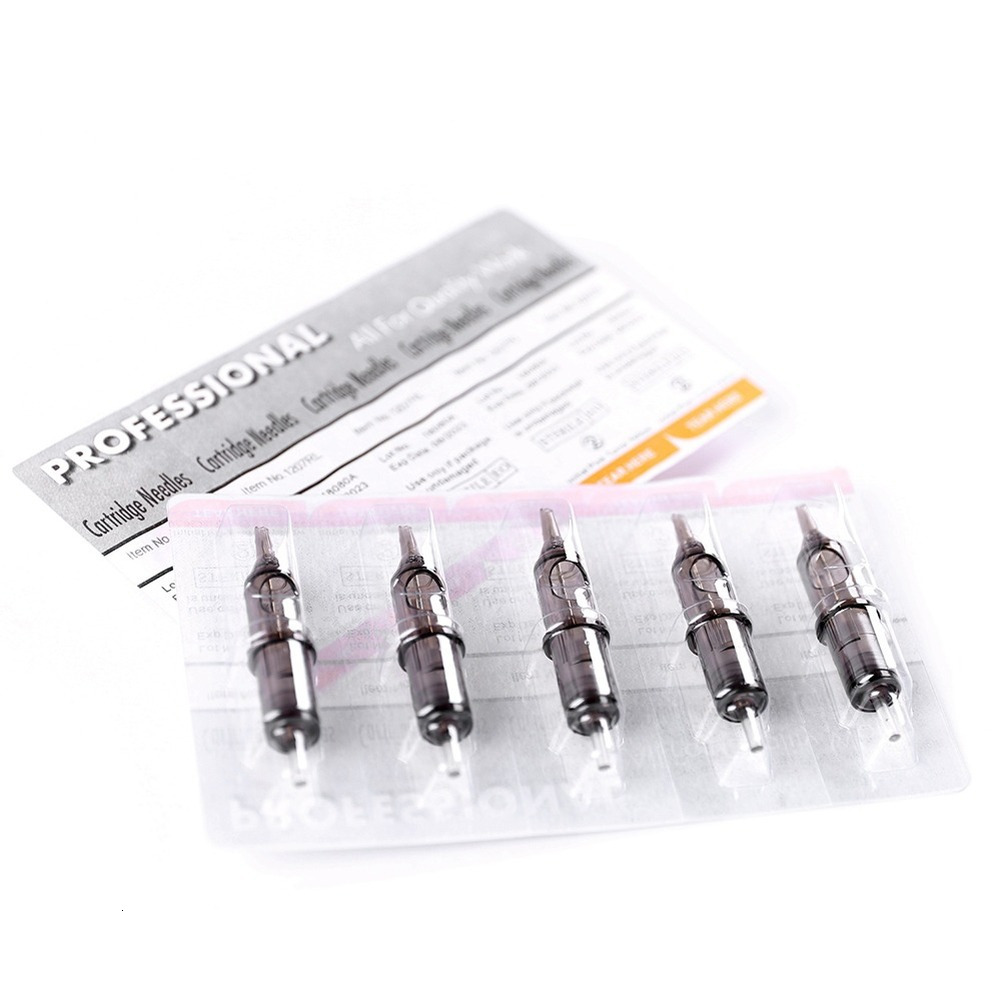 Tattoo Needles 10pcs 035MM Disposable Semi Permanent Makeup Cartridge Needle Eyebrow Pen Machine Supplies M1 RS RL RM Brown 230425