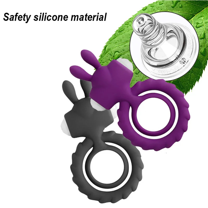 Cockrings Unisex Double Vib Powerful Soft Silicone Dual Vibrating Cock Ring Penis Rings for Couples Enhancing Harder Erection 231124