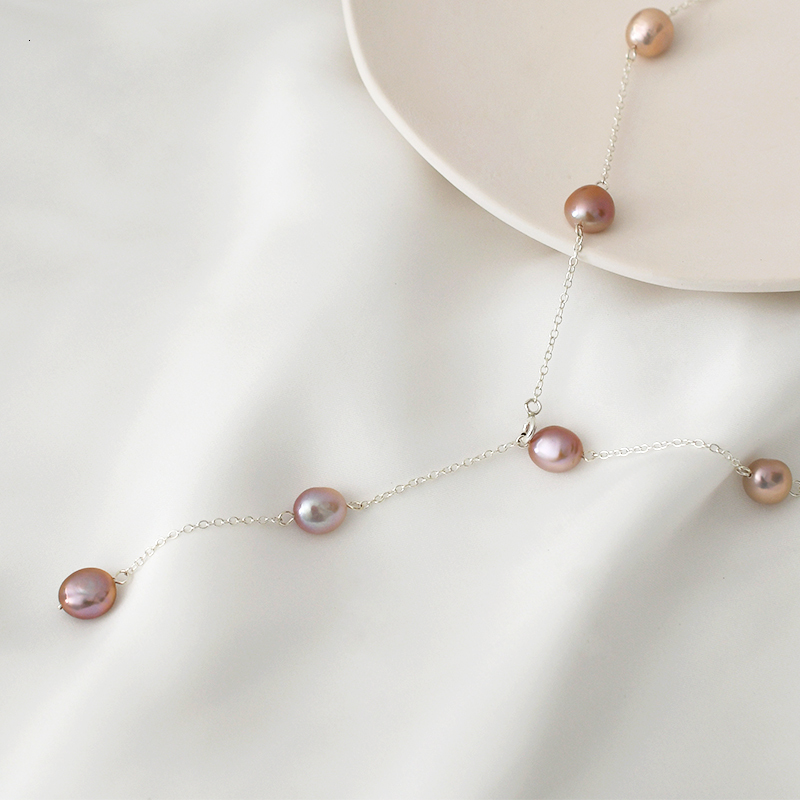 Pendant Necklaces ASHIQI Real 925 Sterling Silver Necklace 89mm Natural Baroque Pearl For Women Vintage Handmade Jewelry Gift 230425