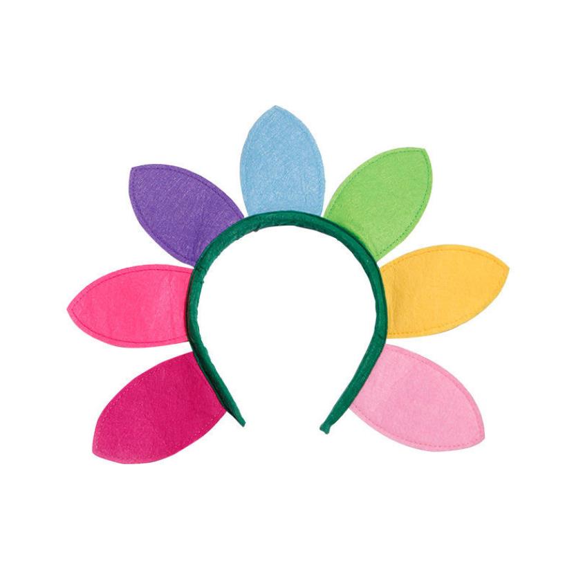 Boho Floral Crown Rainbow Flower Petal Headband Sunflower Hair Wreath Headwear Headpiece Hair Accessory for Women Girl