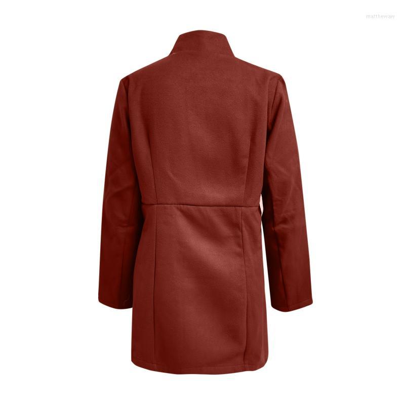 Two Piece Dress Women Autumn And Winter Solid Color Thin Long Sleeve Pocket Woolen Womens CoatTwo