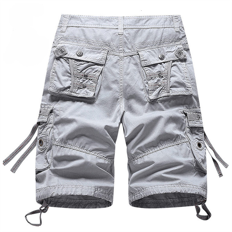 Men's Shorts Summer Cotton Men Short Pants Loose Absorb Sweat Cargo Shorts Men Fashion Overall Short Trousers Mens Casual Work Short 230426