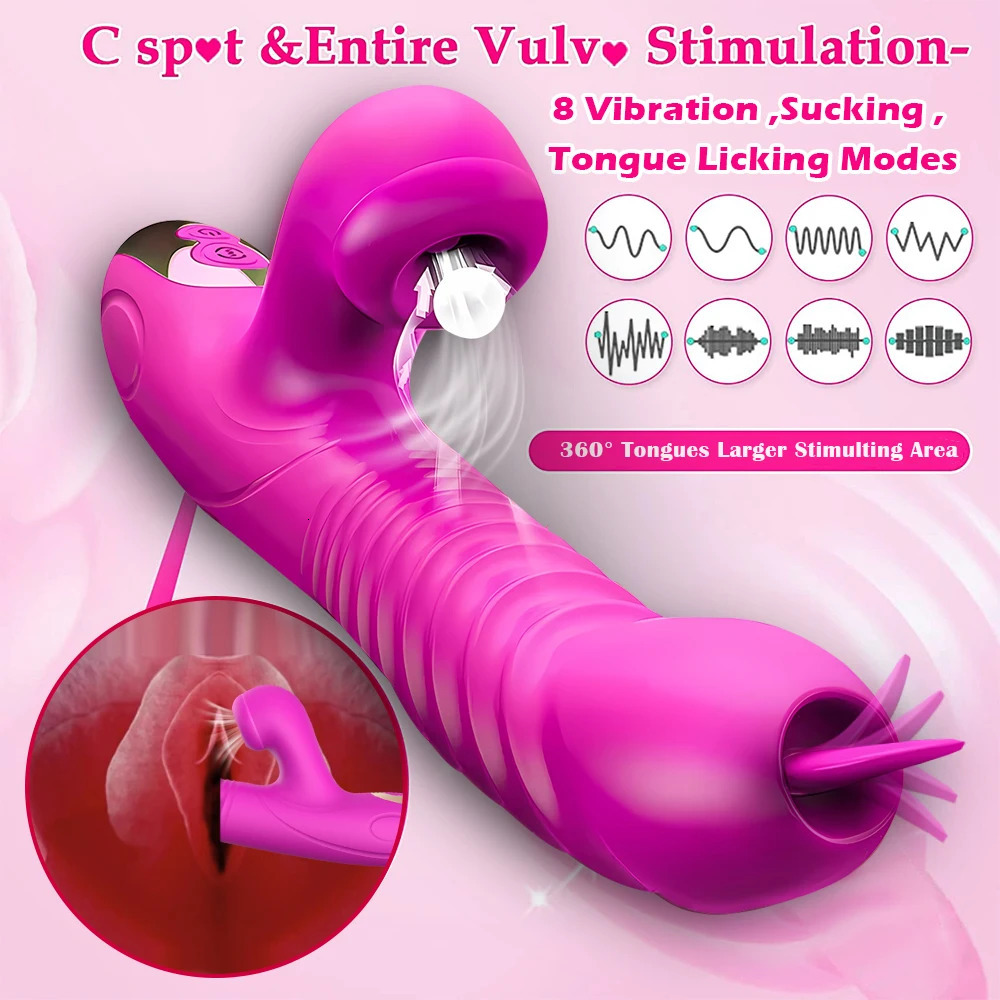Vibrators Powerful Thrusting Vibrator Female Clitoris Sucker Vacuum Stimulator G Spot Tongue Licking Dildo Adult Goods Sex Toy for Women 231124