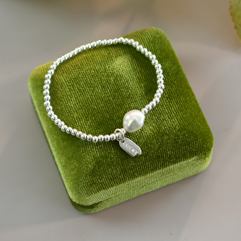 Beaded ASHIQI Natural Baroque Pearl 925 Sterling Silver Bracelet Fashion Jewelry for Women 230425