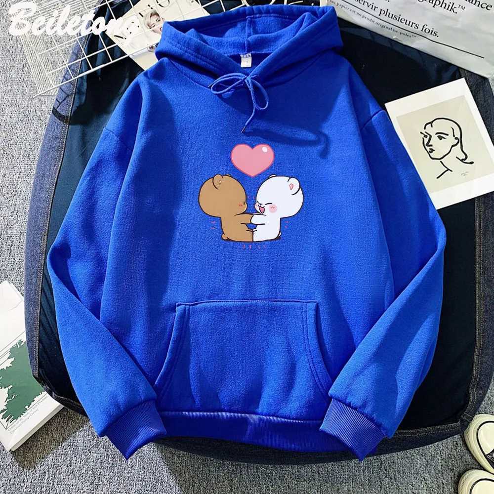 Women's Hoodies Sweatshirts Kawaii Milk And Mocha Printed Hooded Men Women Hoodies Plus Size Pullover Aesthetic Streetwear Couple Sweatshirt Unis