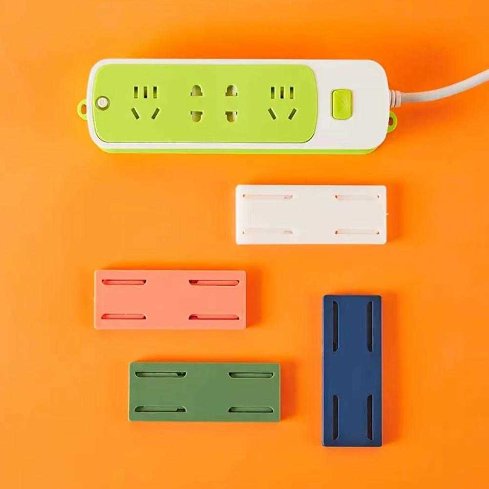 Wall-Mounted Socket Fixer Holder Punch-Free Traceless Plug Fixer Seamless Power Strip Holder Cable Wire Organizer Racks