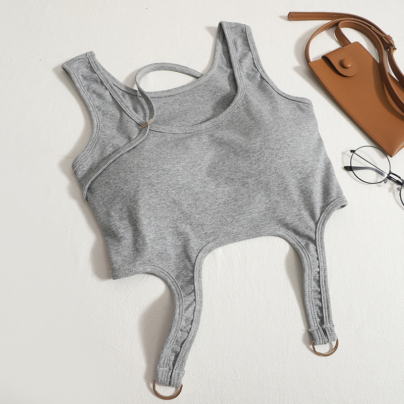 Camisoles Tanks ITOOLIN Cotton Women Tank Tops With Bra Pad Irregular Hem Crop Tops Knitted Solid Camisole For Women Motion Tank Tops 230426