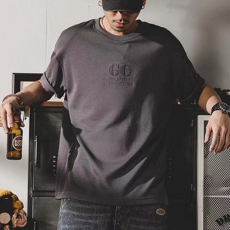 Men's T-Shirts American Classic Men'S T-Shirt Summer Round Neck Short Sleeve Casual T-Shirts 70% Cotton Male T Shirt Loose Plus Size 230426
