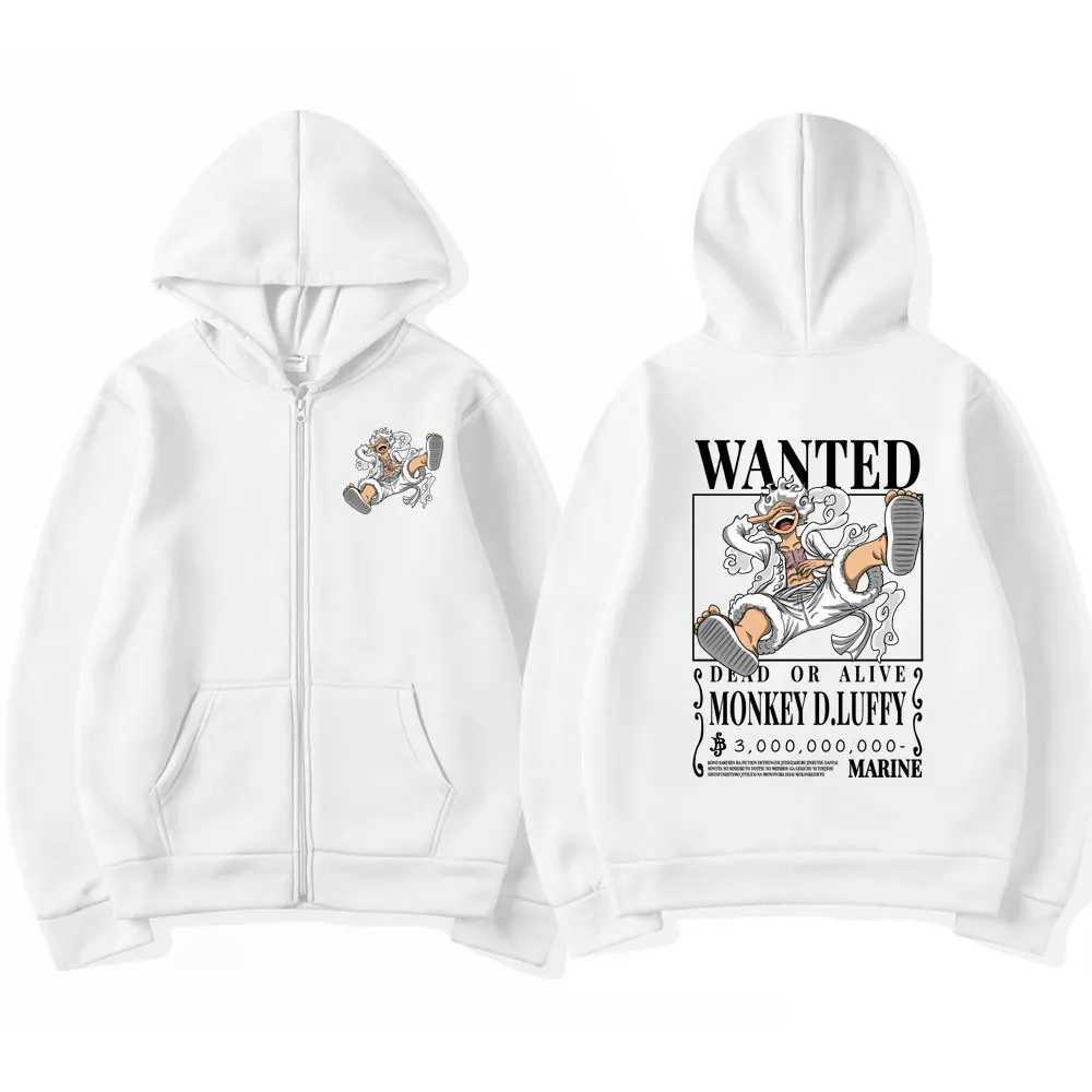Women's Hoodies Sweatshirts Anime Gear 5 Luffy Graphic Print Zipper Hoodies Men's Harajuku Clothing Zip Up Hoodie Men Women Plus Size Sweats
