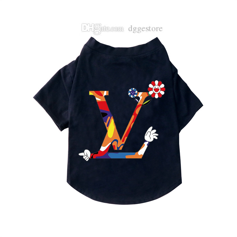 Designer Dogs Clothes Brand Dog Apparel with Classic Letter Pattern Summer Cotton Dog T-shirt for French Bulldog, Dachshund, Shih Tzu, Schnauzer, Poodle,Cat Outfits A635