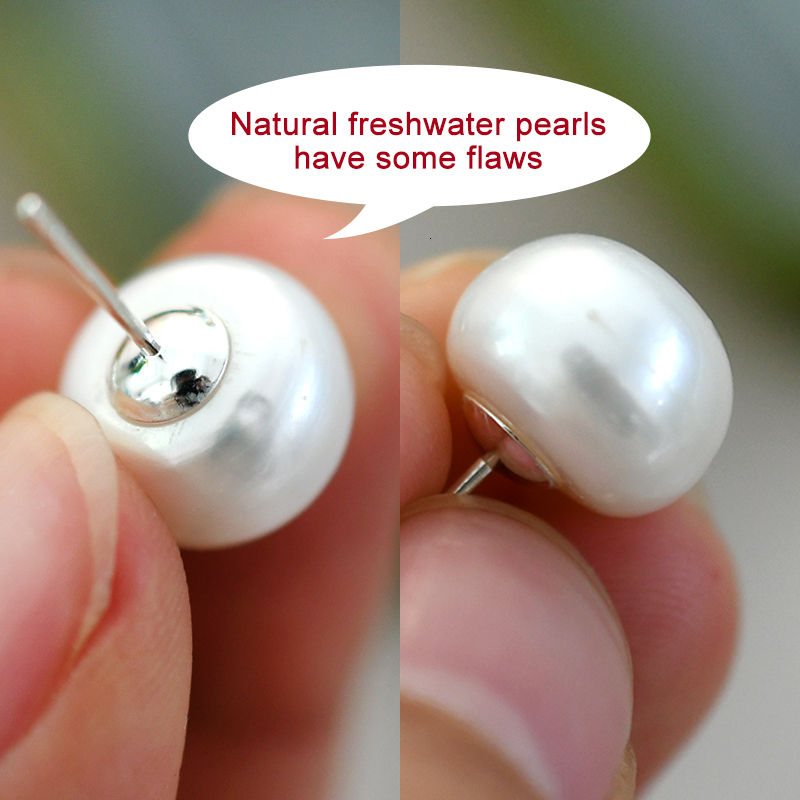 Stud ASHIQI Real 925 Sterling Silver Natural Freshwater Pearl Stud Earrings Fashion Jewelry for Women Gift 230425