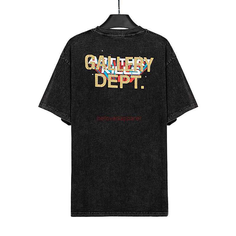 Fashion Designer Clothing Galleryes Depts Tees Tshirt High Street Garment Wash Alphabet Print T-shirt Loose Casual Men's Women's Round Neck Short Sleeve in Summer