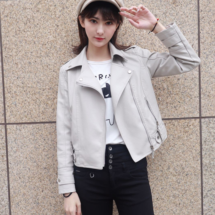 Women's Jackets Pink/beige/black Women's Clothing short motorcycle PU Leather Jacket Korean version of the spring and autumn jacket coats 23