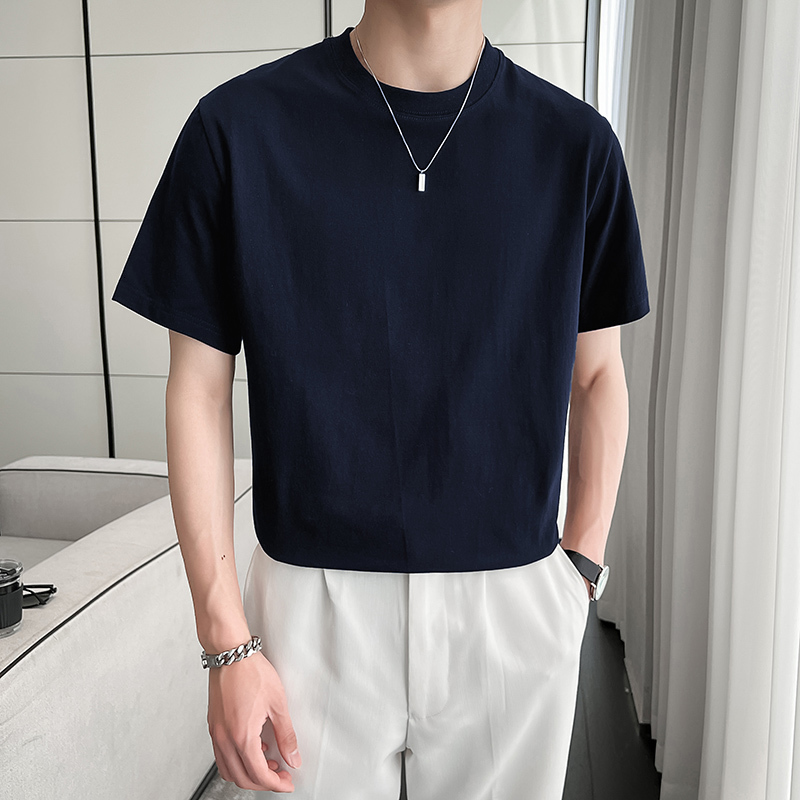 Men's T-Shirts Candy Color Men's Summer Round Neck T-shirt Fashion Cotton Short Sleeve Casual Simple Solid Tees Tops Streetwear 12color Homm