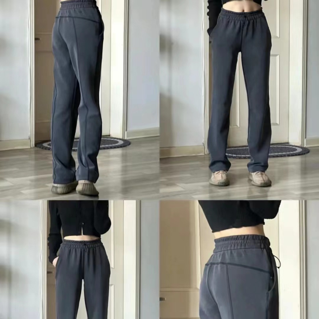 ADAPTED STATE Women's Casual Straight Trousers Autumn and Winter Loose Outdoor Drawstring Straight Trousers Pant leg not open