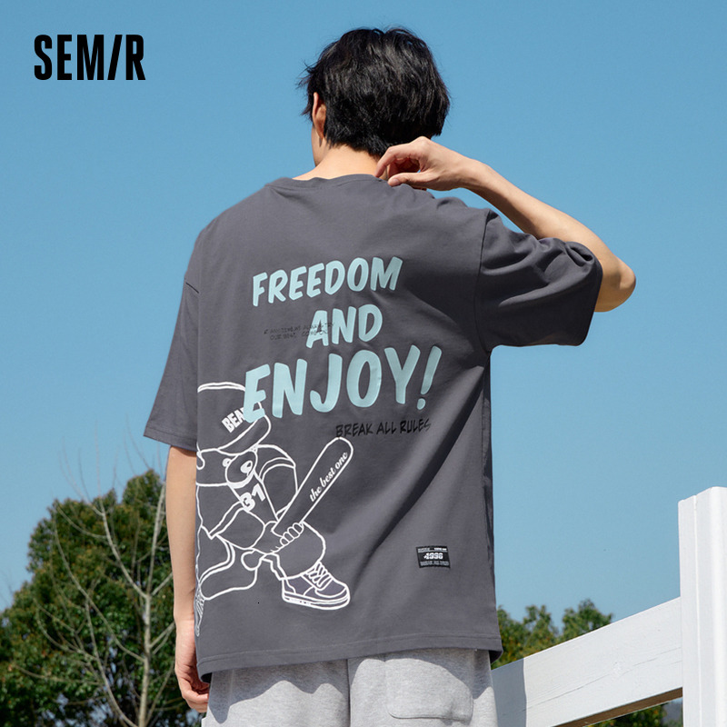 Men's T-Shirts Semir Short Sleeve T Shirt For Men Summer Loose Moisture Wicking Letter Printing Comfortable Tops 230426