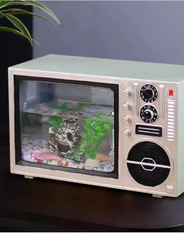 Aquariums Retro Old Fashioned Creative TV Fish Tank Model Props Bar Restaurant Shop Living Room Home Desk Decoration home accessories 231124