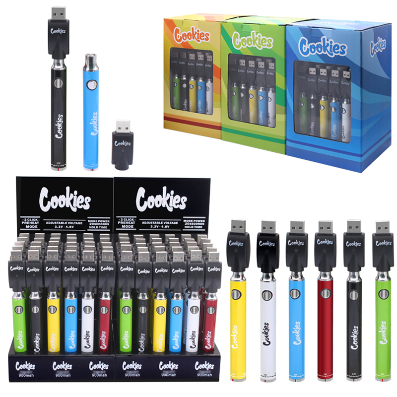 30pcs/box Cookies VV Preheating Battery USB Display Box Kits 900mah Adjustable 510 Thread Vape Pen 13600 Top Quality Cell
30pcs/box Cookies VV Preheating Battery USB Display Box Kits 900mah Adjustable 510 Thread Vape Pen 13600 Top Quality Cell