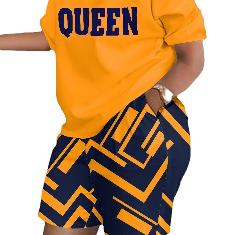 Women's Tracksuits Summer Women Matching Sets Printed Ensemble Femme Ete Short Sleeve Casual Sexy Sport Shorts Outfit Trouser Set Mulheres 230425
