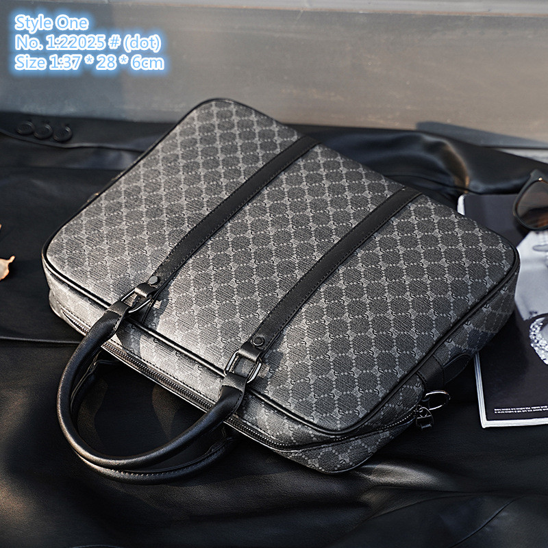 Factory wholesale men shoulder bags 3 styles simple thick printed polka-dot handbag large-capacity wear-resistant leather briefcase street trend plaid computer bag