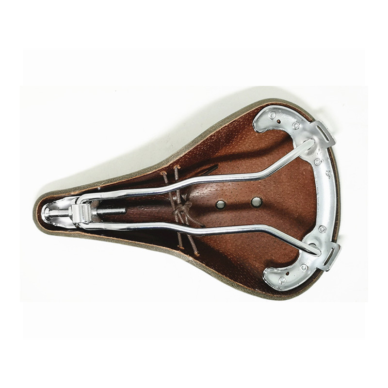Bike Saddles Classic Bicycle Seat Pure Cowhide for Outdoor Riding Comfortable Vintage Spring Cushion 230425