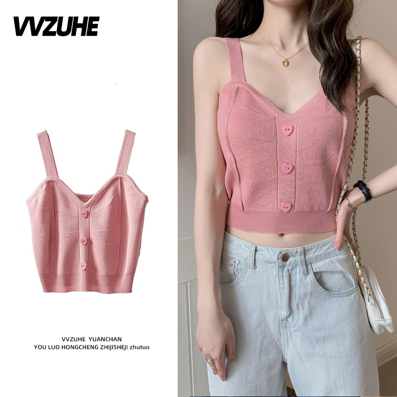 Camisoles Tanks Y2k Fashion Knitted Tank Casual Crop Cami Halter Vest Ropa De Mujer Croptop Summer Basic Backless Streetwear Off Shoulder Top 230425