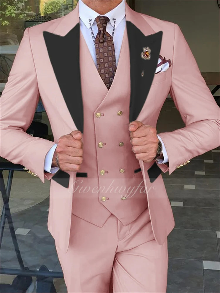 Men s Suits Blazers Gwenhwyfar 2023 Single Breasted Groommen Peach Lavender Groom Tuxedo Black Lapel Men Wedding Man Blazer 231124