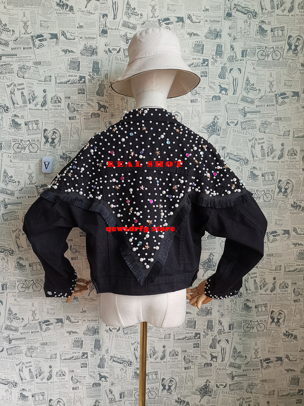 Women's Jackets Retro Heavy Industry Beaded Tassel Jean Jacket Female Spring Short Paragraph Denim Jacket Black Casual Jeans Jackets 230426