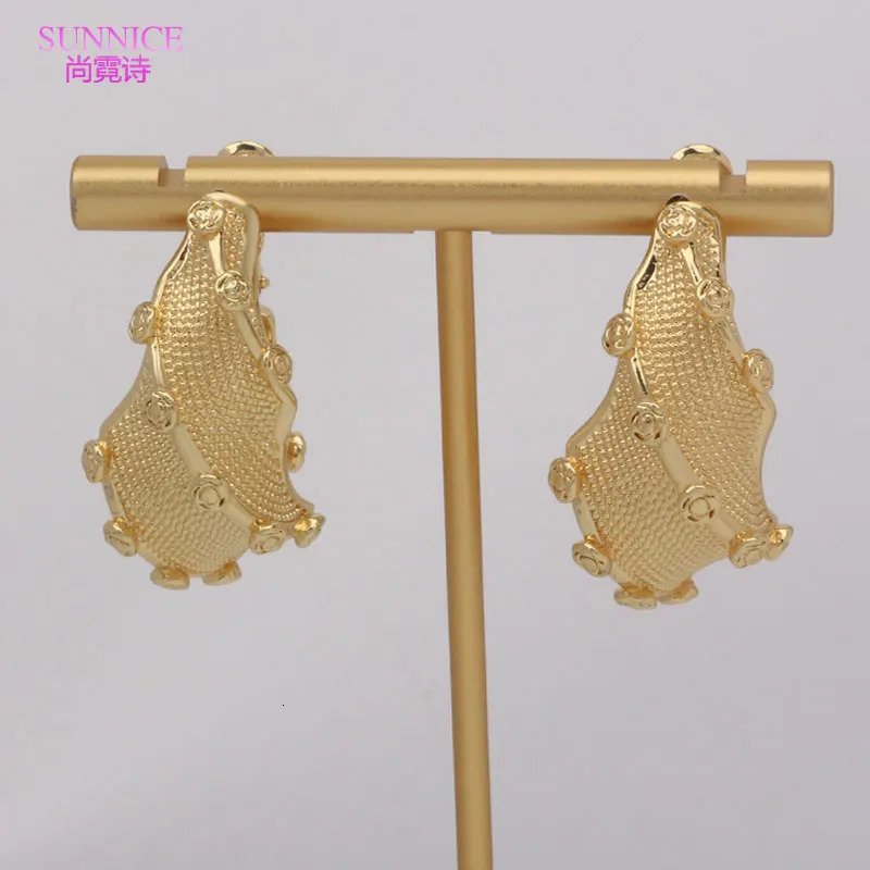 Wedding Jewelry Sets Dubai 18k Gold Plated Women Jewelry Sets Hoop Earrings Necklace Bridal Jewellery Wedding Party 231124