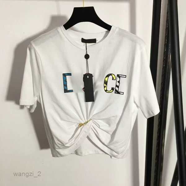 Designers Tshirts Fashion Shirts Women Chest Letter Shirt portrait flowers printing Pin tucked waist short sleeved Tshirt Casual Luxu Versace versace2 UEJS