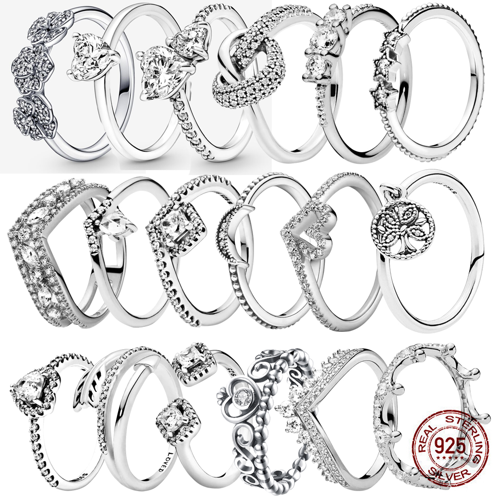 925 Sterling Silver Ring Primitive Crown Heart E Engagement Wedding Crystal Rings For Women men gift S925 Jewelry Free Delivery