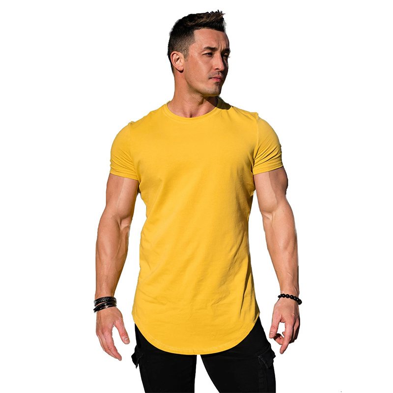 Men's T-Shirts Gym T-shirt Men Short sleeve Cotton T-shirt Casual blank Slim t shirt Male Fitness Bodybuilding Workout Tee Tops Summer clothing 2