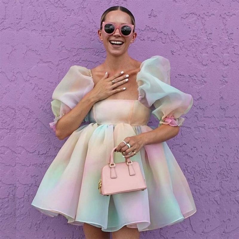 Dresses Rainbow Princess Dress for Women Puff Sleeve Square Collar Office Lady Elegant Lovely Fashion Personality Birthday Mini Dress, Red
Dresses Rainbow Princess Dress for Women Puff Sleeve Square Collar Office Lady Elegant Lovely Fashion Personality Birthday Mini Dress, Red