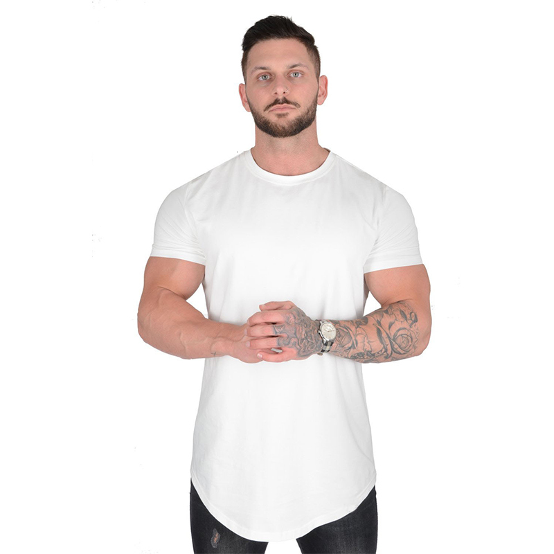 Men's T-Shirts Gym T-shirt Men Short sleeve Cotton T-shirt Casual blank Slim t shirt Male Fitness Bodybuilding Workout Tee Tops Summer clothing 2