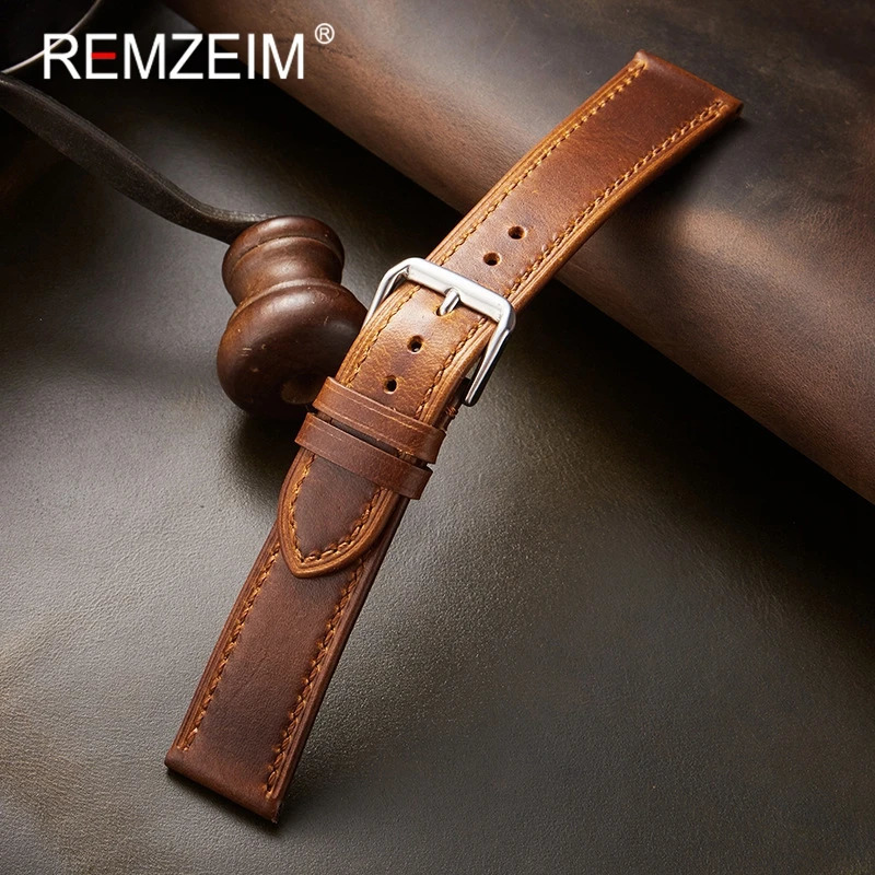 Watch Bands Retro Genuine Leather Strap Oil Wax Discoloration Cowhide Watchband 1819 20 2122mm High Quality Business Band 231124