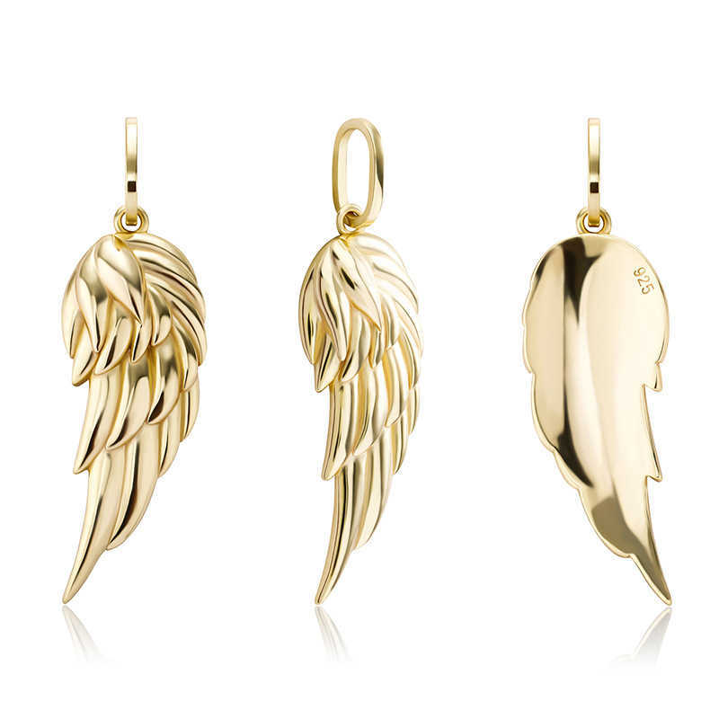 Personalized 925 Sterling Silver Feather Wing Pendant Necklace Accessories For Men Women Charm Necklaces 14K Rose Gold Color Hip Hop Jewelry Bijoux Gi