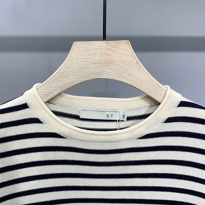 Men's T-Shirts Men's Short-sleeved Stripe T-shirt Men's Fashion Casual Breathable Contrast Color Round Neck Golf T-shirt Top Y16 230426