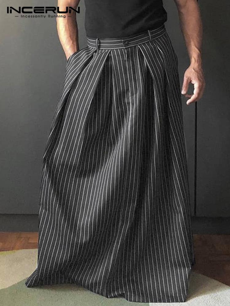 Pants INCERUN 2022 Men Striped Skirts Button Pants Loose Fashion Streetwear Casual Long Style Skirts Folds Thin Men Bottoms S5XL, Black
Pants INCERUN 2022 Men Striped Skirts Button Pants Loose Fashion Streetwear Casual Long Style Skirts Folds Thin Men Bottoms S5XL, Black