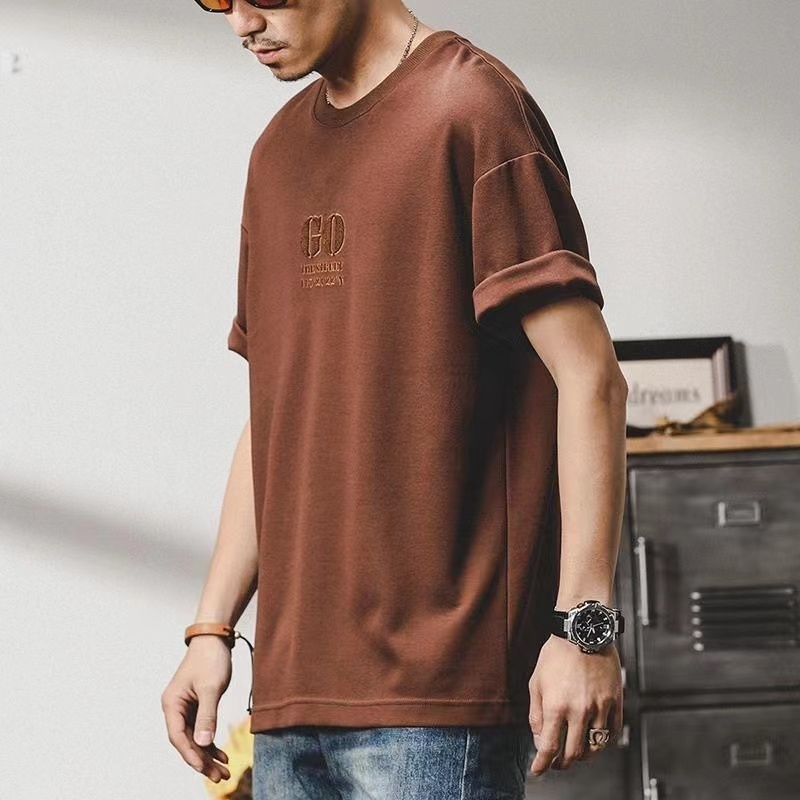 Men's T-Shirts American Classic Men'S T-Shirt Summer Round Neck Short Sleeve Casual T-Shirts 70% Cotton Male T Shirt Loose Plus Size 230426