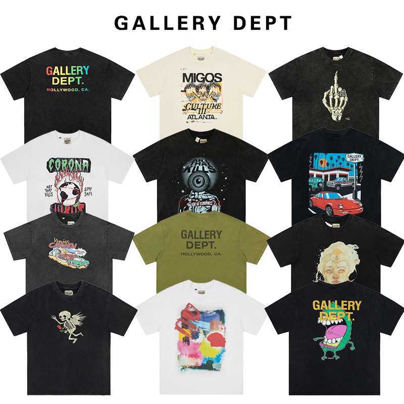 Fashion Designer Clothing Tees Rock Tshirt Galleryes Depts Fog Washed Old Short Sleeve T-shirt Rainbow Graffiti Loose Couple Half Sleeve Male Vtg Hip hop TShirts Tops