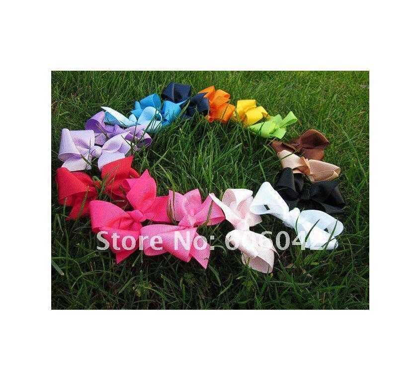 50pcs Lot 3.3-3.5 Baby Ribbon Bows With Clip Grosgrain Hairclips,Hairclips Girls Hair Accessorie